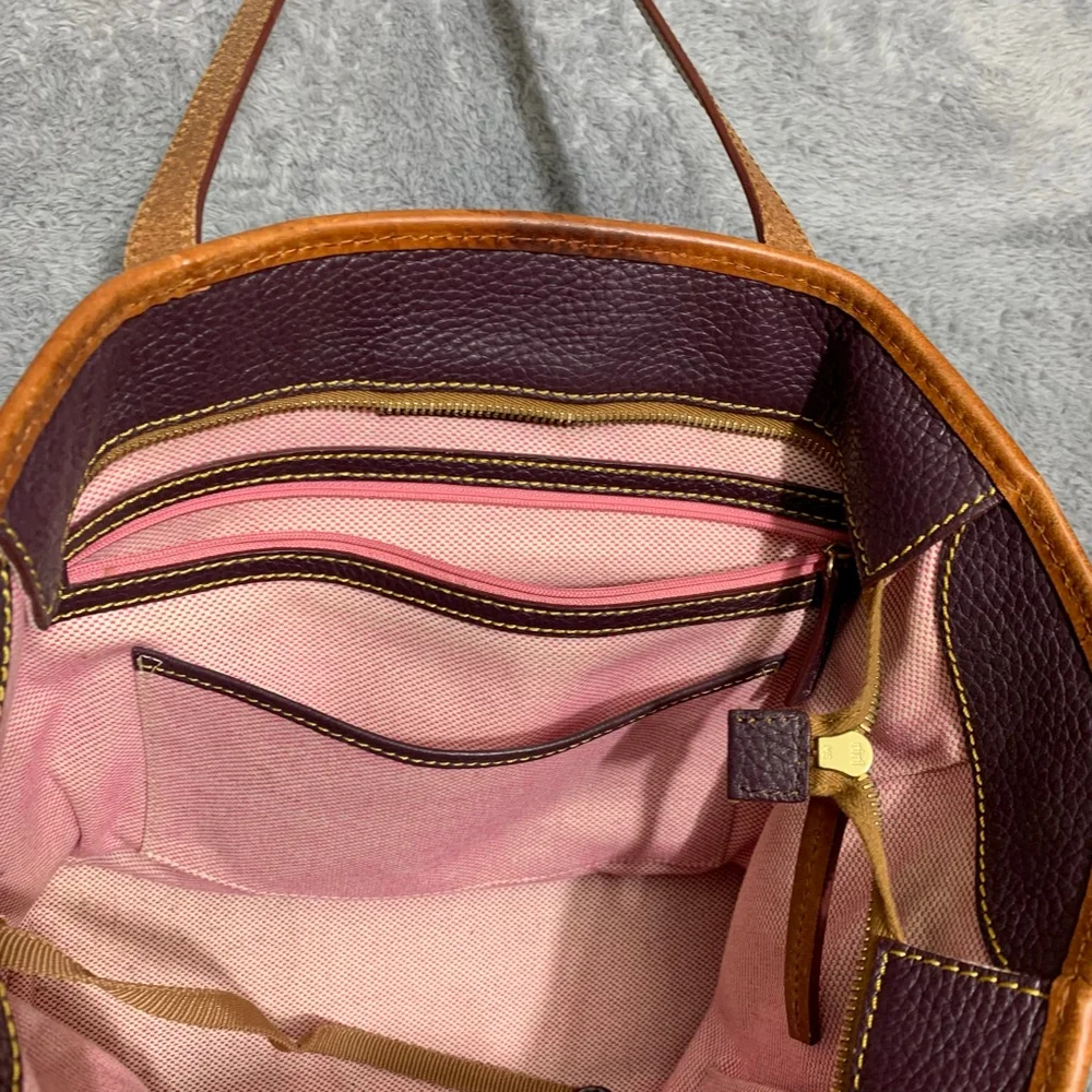 Dooney & Bourke Tote‎ Bag Womens Medium Plum Purple Pebble Leather Shopper Zip